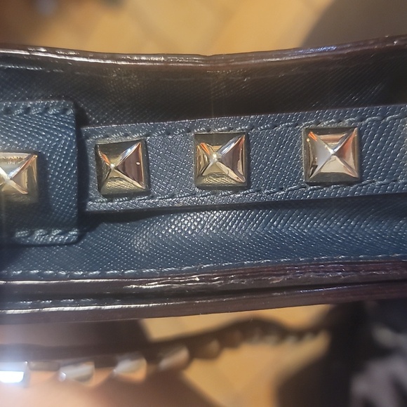 Rebecca Minkoff navy Blue skylar silver studded crossbody bag purse handbag - Picture 4 of 10